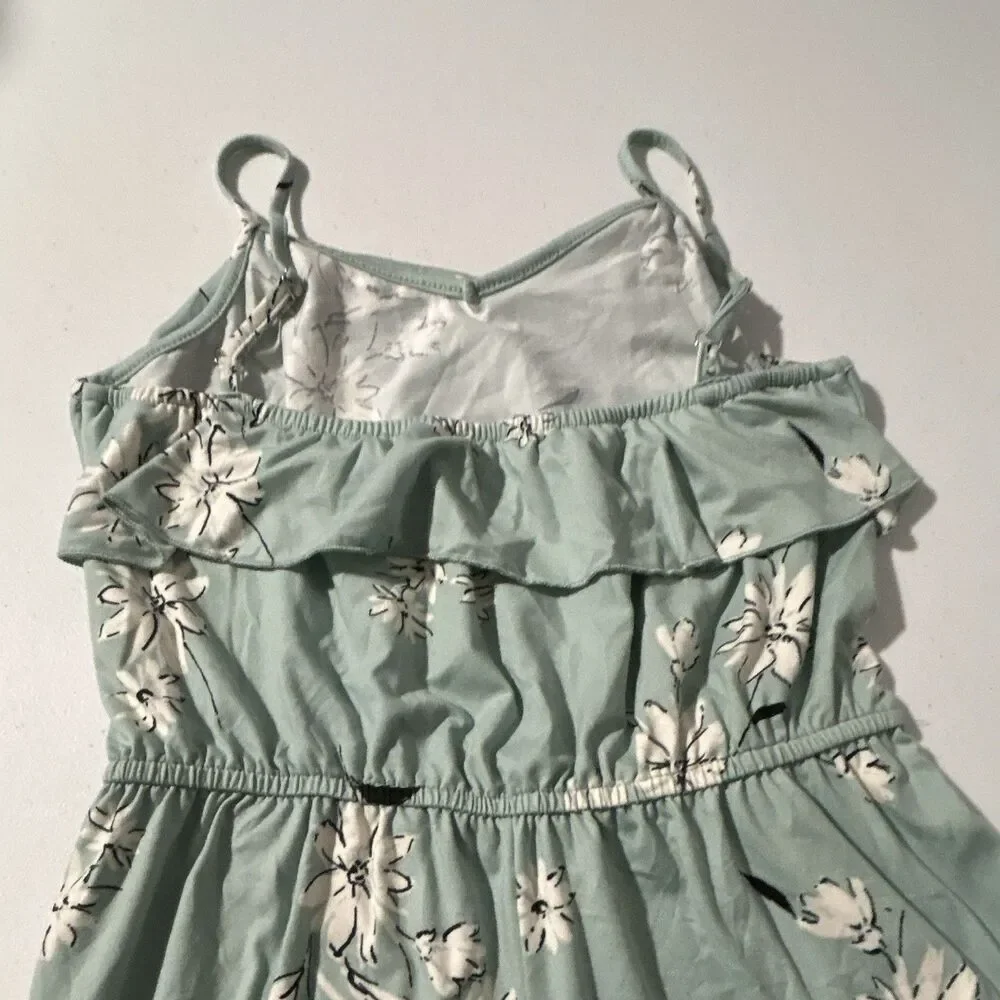 Love, GLAMG Green/White Floral Ruffle V-Neck Strappy Jumpsuit Girls: Size L
